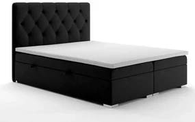 Łóżko kontynentalne INTENSO 160x200 czarne velvet z pojemnikiem LAVERTO