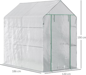 Outsunny Szklarnia Foliowa Wchodzona 4 Półki Stal PE Zielona 120x186x190cm | Aosom PL