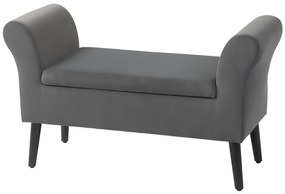 HOMCOM Ławeczka z miejscem na przechowywanie, składana pokrywa, miękka siedziska, aksamitny wygląd, 111,5x41x65 cm, Szara