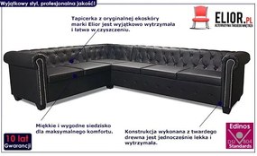 6-osobowy czarny narożnik w stylu Chesterfield - Xavier 6Q