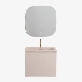 Zestaw Wiszących Mebli Łazienkowych Zintegrowany Z Umywalką Macrae Nature & Kwadratowa Lampa Led I Przeciwmgielna 75x75 Cm - Sklum