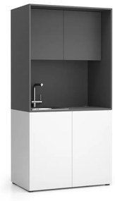 PLAN Kuchnia biurowa NIKA ze zlewem i kranem 1000 x 600 x 2000 mm, grafit, lewo