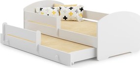 Łóżko piętrowe dziecięce LUK II białe 160x80 cm z szufladą-łóżkiem, materac w zestawie, montaż modułowy prawo/lewo