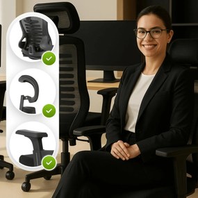 Fotel Biurowy Ergonomiczny Obrotowy CARET Czarny Wentylowany Nowoczesny