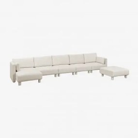 5-częściowa Sofa Modułowa Z Lewym Szezlongiem I Pufą Z Tkaniny Artemisa Bouclé Tkanina Bouclé W Kolorze Kremowo-beżowym - Sklum