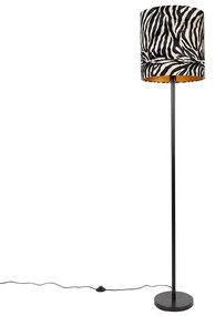 Nowoczesna lampa podłogowa z czarnym abażurem w zebrę 40 cm - Simplo Nowoczesny Oswietlenie wewnetrzne
