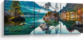 Obraz - Jezioro Hintersee, Alpy Bawarskie, Austria (z zegarem) (90x30 cm)