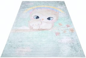Jasnoniebieski dywan dziecięcy z sówkami K6-B40