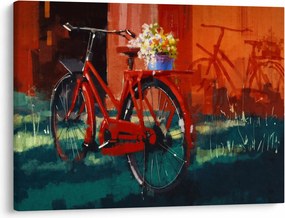 Obraz czerwonego koła, malowanie akrylowe (70x50 cm)