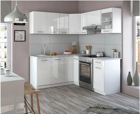 Kuchnia narożna biały wysoki połysk/biały 190x60x81.6 rick