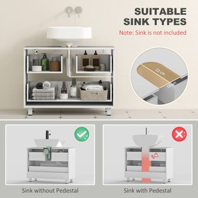 HOMCOM Nowoczesna szafka pod umywalkę z 2 szufladami, stojąca szafka bez podstawy, biały | Aosom PL