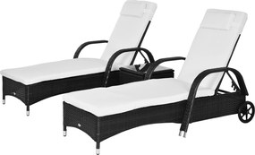 Outsunny leżak ogrodowy leżak 3-częściowy zestaw mebli ogrodowych technorattan 4 kolory