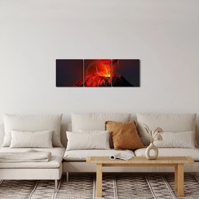 Obraz wulkanu (z zegarem) (90x30 cm)