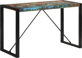 Vintage stół jadalniany dla 2 osób 120x55x76 cm z litego drewna z odzysku i czarną metalową ramą