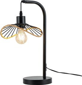 Lampka biurkowa Nettlife Vintage, lampka nocna, lampa stołowa, E27 z kablem, metalowa lampa biurkowa w stylu retro do salonu, czarna (żarówka nie jest dołączona)