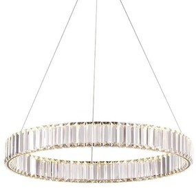 Żyrandol kryształowy, ring lampa wisząca pierścień LED - Kikim Crystal Mosiądz - 60cm