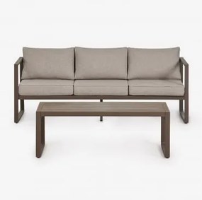 Zestaw Ogrodowy Z 3-osobową Sofą I Stolikiem Kawowym Z Aluminium 110x55cm Lipov Chocolate - Sklum