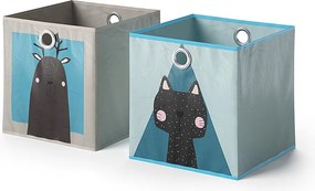 Skrzynia składana szary/niebieski 30x30x30