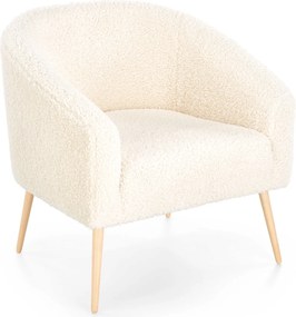 Fotel Grifon 2 tapicerowany tkaniną typu baranek na drewnianych nóżkach