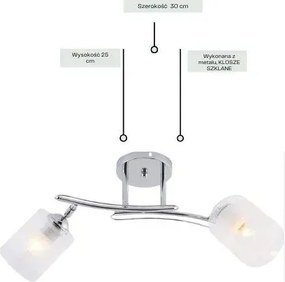 Chromowy żyrandol z dwoma szklanymi kloszami C6-S21