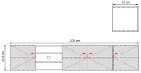 Szafka RTV wisząca Asha 200 cm z ryflowanym frontem i wnęką - artisan / czarny mat