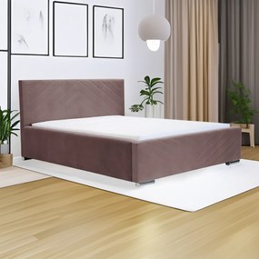 Łóżko tapicerowane z pojemnikiem i materacem COOL 180x200 cm Różowy