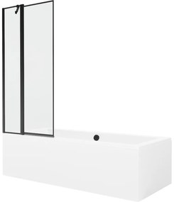 Mexen Cube wanna prostokątna 180 x 80 cm z obudową i parawanem 1-skrzydłowym 80 cm, czarny wzór - 550518080X9408117070