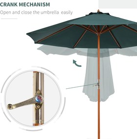 Outsunny Parasol ogrodowy 27m zielony z ochroną UV i stabilną konstrukcją | Aosom PL