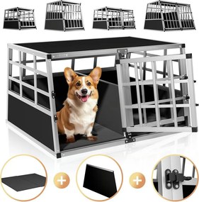 Transporter dla psa BRUNO, 89x70x51cm, srebrna/czarna Cadoca