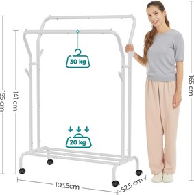 Mobilny wieszak na ubrania Manisa 107 biały
