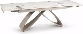 Zestaw stół Twig rozkładany ceramiczny 160-240 biały marmur kaszmir + 4 krzesła Sligo kremowe
