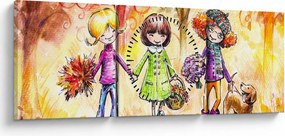 Obraz - Przyjaźń (z zegarem) (90x30 cm)