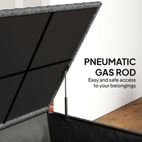 Outsunny Rattanowa skrzynia ogrodowa 650L wodoodporna, UV odporna, ze schowkiem, kółkami i pokrywą, 150 x 75 x 74 cm, ciemnoszara | Aosom PL