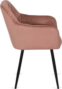Krzesło Tapicerowane do Salonu VIKI Różowe Welurowe Nowoczesne Loft