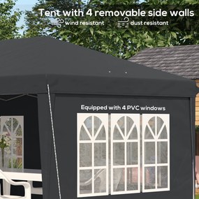 Outsunny Pawilon 3x6m wodoodporny składany z 4 ścianami, okna, UV, torba, czarny | Aosom PL