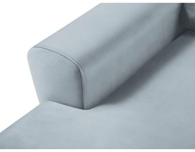 Jasnoniebieski aksamitny rozkładany narożnik ze schowkiem (lewostronny/z szezlongiem) Kyoto – Cosmopolitan Design