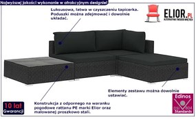 4-częściowy czarny zestaw wypoczynkowy na taras - Owis 4A