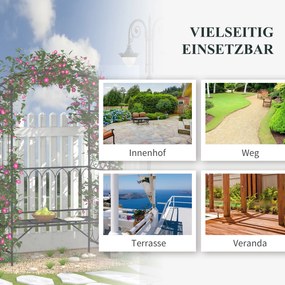 Outsunny Metalowa Pergola z Ławką - Czarny Kolor, 115x50x203cm - Ogrodowa Oaza Relaksu