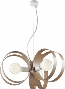 Peter lampa wisząca z białego lakierowanego żelaza, laserowo cięte paski w kolorze gołębim, regulowany kabel, 3 światła, Ø48 cm