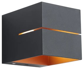 Lampa ścienna czarna ze złotym wnętrzem, z diodą LED i dotykowym ściemniaczem, ładowalna - Joris Groove Nowoczesny Oswietlenie wewnetrzne