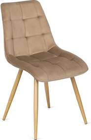Krzesło Tapicerowane do Salonu RODRI Beżowe Welurowe Nowoczesne