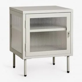 Prostokątny Stolik Nocny 45x40 Cm Ze Stali I Szkła Paoline Awokado - Sklum