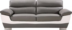 Sofa "Dallas" z odtworzonej skóry i PVC - 210 x 88 x 90 cm - 3-osobowa - Szary/Biały
