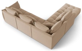 Beżowy aksamitny narożnik (lewostronny/w kształcie litery L) Bloom – Micadoni