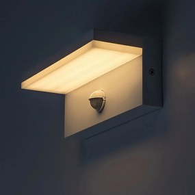 Rabalux 77116 zewnętrzna lampa ścienna LEDZaragoza, z czujnikiem, 9 W, IP54, biała