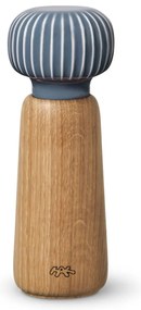 Młynek do przypraw z drewna dębowego z szaroniebieskim porcelanowym detalem Kähler Design Hammershoi, wys. 17,5 cm