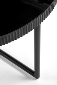 Okrągła czarna ława z połyskiem 80/45 cm szkło/MDF/stal COSMO ława, czarny