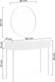 Toaletka Nicole ze złotym lustrem 80 cm - kaszmir / złote nóżki
