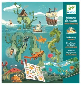 Zestaw książki i wielorazowych naklejek Djeco Sea Sticker Story