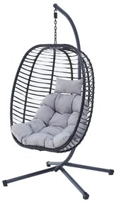 Fotel wiszący Autronic, metal, polirattan, szary,A Z-V1289 GREY